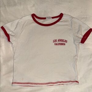 Brandy Melville White and Red Crop Top